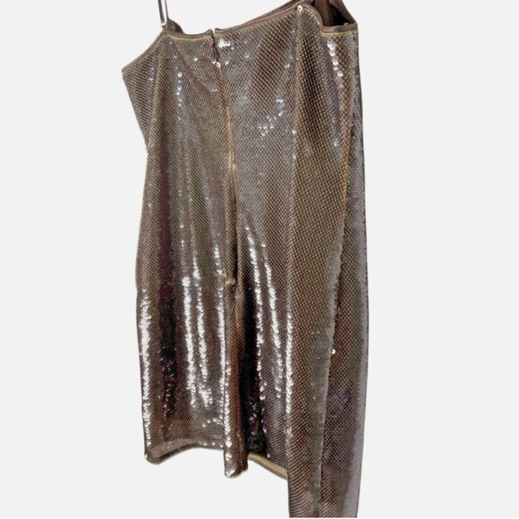 A.L.C. Dani Dress Mini Sleeveless Sequin Smoke Brown Size Large - Picture 4 of 7